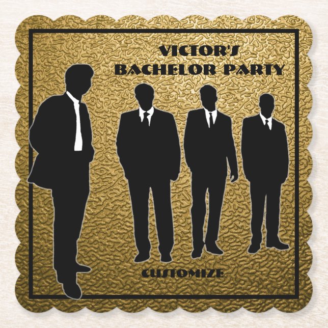 Chic Black & Gold Bachelor Party Untersetzer (Vorderseite)