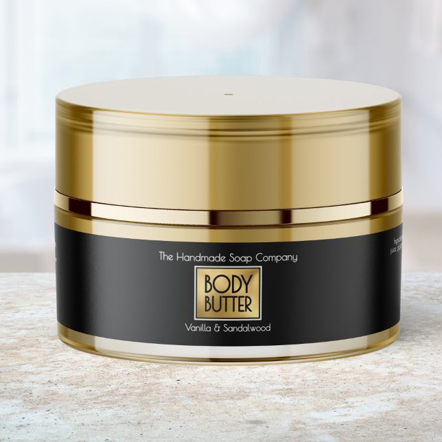 Chic Black & Gold Body Butter Jar Label  (Von Creator hochgeladen)