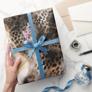 Chic Black Gold Cream Leopard Animal Print Geschenkpapier