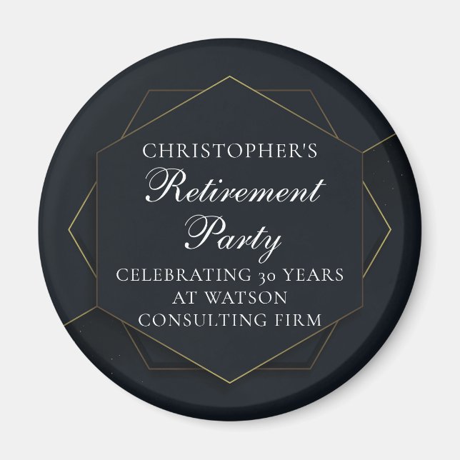 Chic Black Gold Custom Retirement Party Magnet (Vorne)