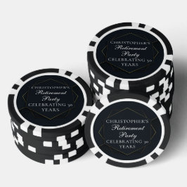 Chic Black Gold Custom Retirement Party Pokerchips