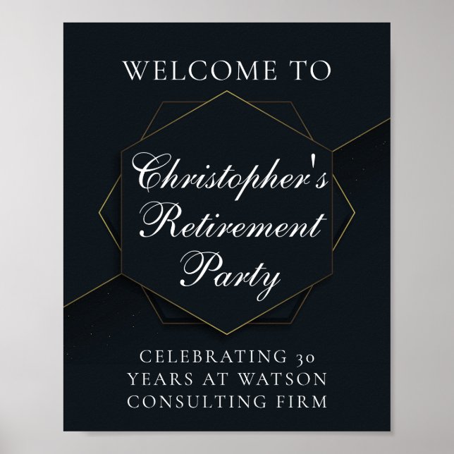 Chic Black Gold Custom Retirement Party Poster (Vorne)