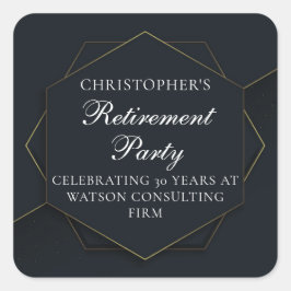 Chic Black Gold Custom Retirement Party Quadratischer Aufkleber