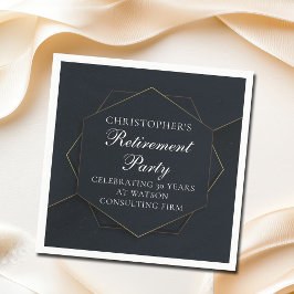 Chic Black Gold Custom Retirement Party Serviette