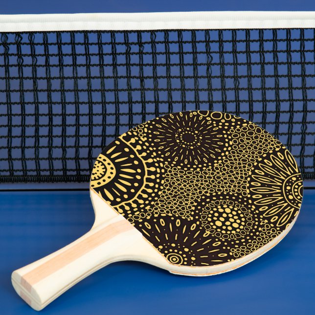 Chic Black Gold Ethnic Floral Ping Pong Paddle Tischtennis Schläger (InSitu)