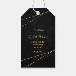 Chic Black & Gold Geometric Frame Brautparty Geschenkanhänger