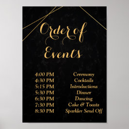 Chic Black & Gold Geometric Frame Order Poster