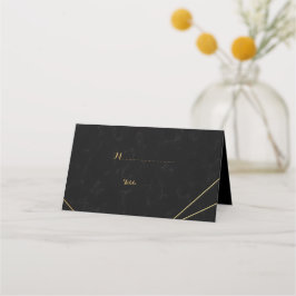 Chic Black & Gold Geometric Frame Platzkarte