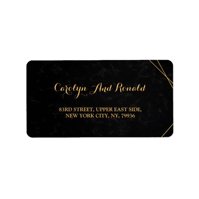 Chic Black & Gold Geometric Rahmen Adressaufkleber (Vorne)