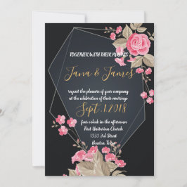 Chic Black & Gold Geometric Rahmen Einladung