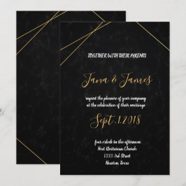 Chic Black & Gold Geometric Rahmen Einladung