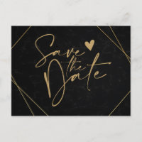 Chic Black & Gold Geometric Rahmen Save the Date P