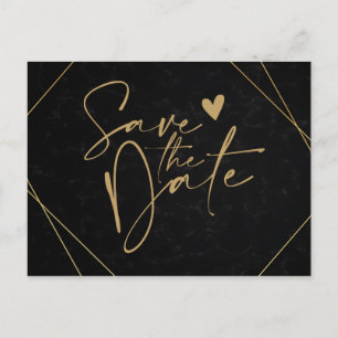 Chic Black & Gold Geometric Rahmen Save the Date P Postkarte