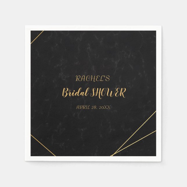 Chic Black & Gold Geometric Rahmen Serviette (Vorderseite)