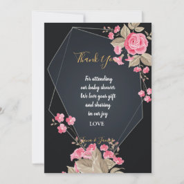 Chic Black & Gold Geometric Rahmen vielen Dank Einladung