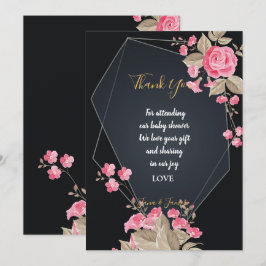 Chic Black & Gold Geometric Rahmen vielen Dank Einladung
