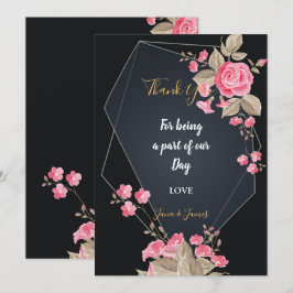 Chic Black & Gold Geometric Rahmen vielen Dank Einladung