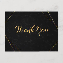 Chic Black & Gold Geometric Rahmen Vielen Dank Postkarte
