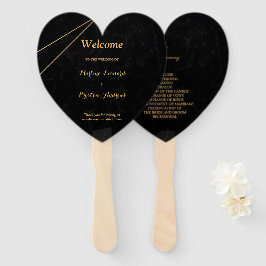 Chic Black & Gold Geometric Rahmen Wedding Program Fächer