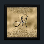 Chic Black Gold Glitzer Monogram Name Erinnerungskiste<br><div class="desc">Chic Black Gold Glitzer Monogram Name</div>