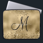 Chic Black Gold Glitzer Monogram Name Laptopschutzhülle<br><div class="desc">Chic Black Gold Glitzer Monogram Name</div>