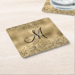 Chic Black Gold Glitzer Monogram Name Rechteckiger Pappuntersetzer<br><div class="desc">Chic Black Gold Glitzer Monogram Name</div>