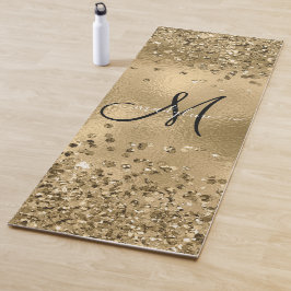 Chic Black Gold Glitzer Monogram Name Yogamatte