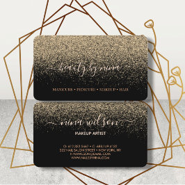 Chic Black Gold Glitzer Signature Visitenkarte