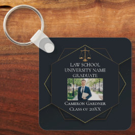 Chic Black Gold Law School Foto Abschluss Geschenk Schlüsselanhänger