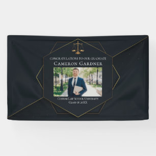 Chic Black Gold Law School Foto Graduation Party Banner