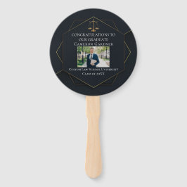 Chic Black Gold Law School Foto Graduation Party Fächer