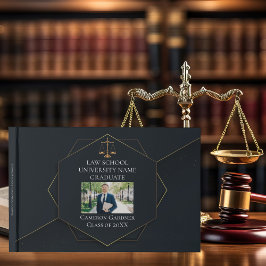 Chic Black Gold Law School Foto Graduation Party Gästebuch