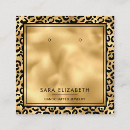 Chic Black Gold Leopard Print Earring Display Card Quadratische Visitenkarte