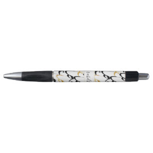 Chic Black & Gold LIEBE Muster Monogram Pen Kugelschreiber