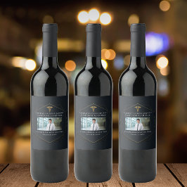 Chic Black Gold Medical School Abschluss Foto Weinetikett