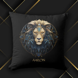 Chic Black Gold Modern Cosmic Lion Star Sign Leo Kissen