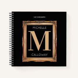 Chic Black & Gold Monogram Checkliste Notizbuch
