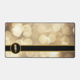 Chic Black & Gold Monogram Desk Mat Schreibtischunterlage