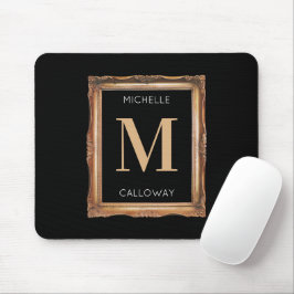 Chic Black & Gold Monogram Mousepad