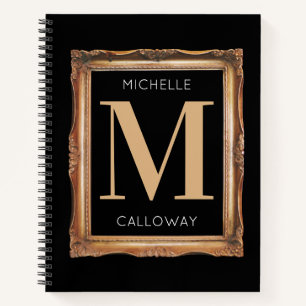Chic Black & Gold Monogram Notizbuch