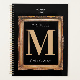 Chic Black & Gold Monogram Planer