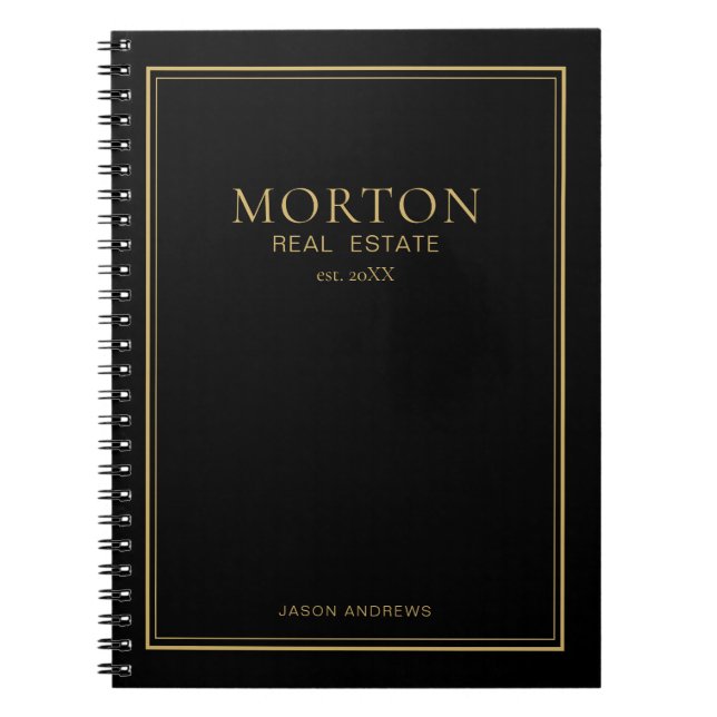Chic Black Gold Real Estate Notebook Notizblock (Vorderseite)