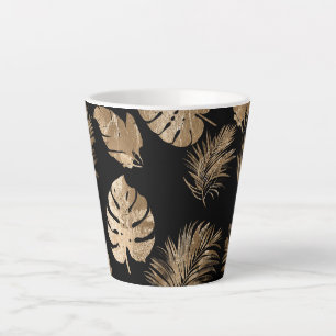 Chic Black Gold Tropical Blätter Milchtasse