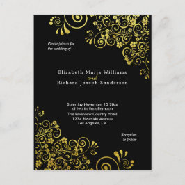 Chic Black Gold Wedding Einladung UAWG l Website Postkarte