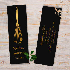 Chic Black Gold Whisk Patisserie Koch Mini Visitenkarte