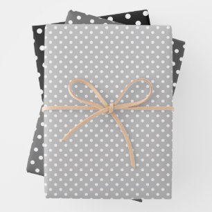 Chic Black Gray White Polka Dots Muster Geschenkpapier Set
