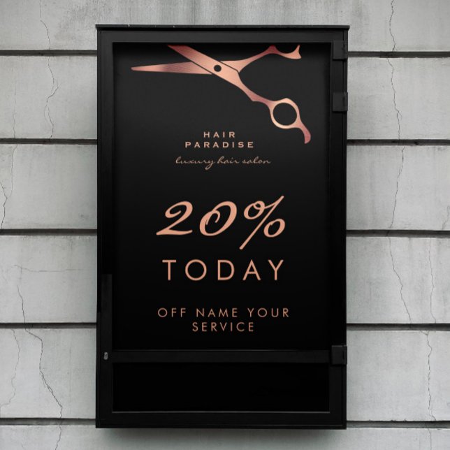 Chic Black Hair Salon Barber Copper Vorschlag Poster (Von Creator hochgeladen)