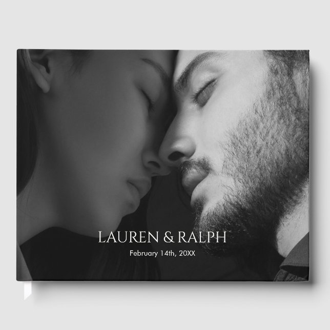 Chic Black & Ivory Couple Monogram Gästebuch (Vorderseite)