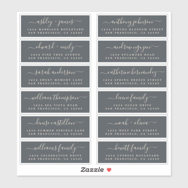 Chic Black Ivory Wedding Guest Address Labels (Blatt)