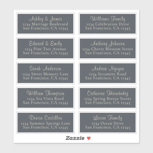 Chic Black Ivory Wedding Guest Address Labels (Blatt)